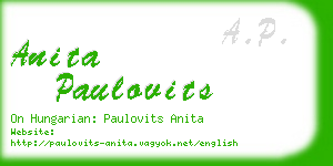 anita paulovits business card